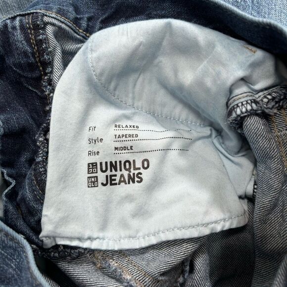 Uniqlo stonewash relaxed tapered mid rise distressed jeans woman’s size 24 - Picture 8 of 8